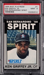 1988 San Bernardino Spirit Best Platinum #1 Ken Griffey Jr. PSA MINT 9