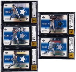 2001 Upper Deck Game Jersey Autograph BGS Graded Collection (5) with Bonds, Ripken Jr., & Ryan