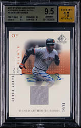 2001 SP Game Used Edition Barry Bonds Authentic Fabric Autos #/50 BGS GEM MINT 9.5/Auto 10