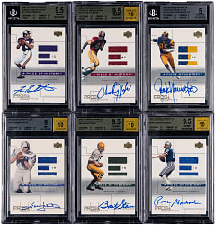 2001 Upper Deck Pros & Prospects Football A Piece of History Hall of Fame Autograph/Jersey BGS Graded Group (6) with Bart Starr & Johnny Unitas