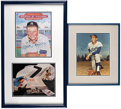 All-Time Greats Signed Photographs in Framed Display (4) with Mantle, Koufax, Carlton & Rose
