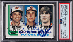 Triple-Signed 1982 Topps #21 Cal Ripken Jr. Rookie PSA EX-MT 6/Auto 10