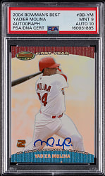 2004 Bowman's Best Yadier Molina Autograph Rookie PSA MINT 9/Auto 10