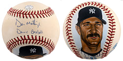 Don Mattingly Signed Art Portrait Baseball with Donnie Baseball Inscription - Steiner & MLB Hologram Stickers
