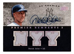 2007 Upper Deck Premier Deter Jeter Signed Premier Remnants Triple Relic #5/25