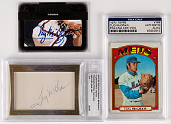 1972-2013 Tug McGraw Autographed Card Trio with 1972 Topps PSA/DNA Authentic
