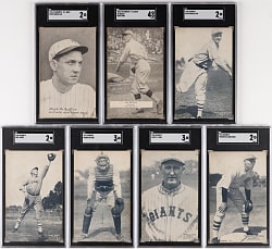 1926-1929 Exhibits New York Giants SGC Graded Collection (7) with Freddie Lindstrom & Edd Roush