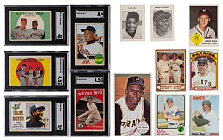1959-1974 Hall of Fame Singles Collection (13) with (5) SGC Graded Including (7) Willie Mays & (3) Roberto Clemente
