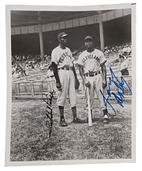 Satchel Paige & Larry Doby Dual-Signed Black & White 8x10 Photograph - Full JSA LOA