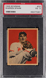 1949 Bowman #33 Warren Spahn PSA VG 3