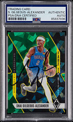 Signed 2023-2024 Panini Phoenix Basketball #5 Shai Gilgeous-Alexander Fade to Black Green Ice PSA/DNA Auto