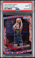 2025 Prizm WNBA #22 Caitlin Clark WNBA Logo Prizm PSA GEM MT 10