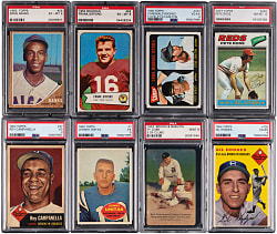 1952-1977 Baseball & Football PSA Graded Collection (12) with (8) Hall of Famers Including Campanella, Carlton Rookie & Unitas