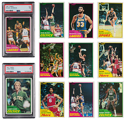 1981-1982 Topps Basketball Complete Set (198) with PSA NM 7 Larry Bird & Magic Johnson