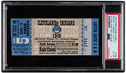 1948 World Series Game 5 Ticket Stub - Cleveland Indians vs. Boston Braves - Satchel Paige's Only World Series Appearance - PSA EX-MT 6