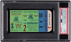 1960 World Series Game 2 Ticket Stub - New York Yankees vs. Pittsburgh Pirates - Mickey Mantle World Series Home Runs #12 & #13 - PSA EX-MT 6