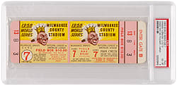 1958 World Series Game 7 Full Ticket - New York Yankees Clincher vs. Milwaukee Braves - PSA EX-MT 6