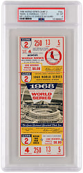 1968 World Series Game 2 Full Ticket - Detroit Tigers vs. St. Louis Cardinals - Lolich's First of 3 Complete Game Wins - PSA EX-MT 6
