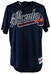 2011 Derek Lowe Game-Used Atlanta Braves Road Jersey with Ernie Johnson Sr. Patch - MLB Hologram Sticker