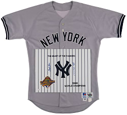 1993-2011 New York Yankees Jersey Trio with Game-Used Pair & Joe Torre/Frank Torre Dual-Sized Display Section - MLB & Steiner Certification