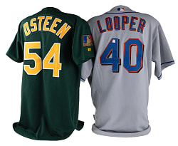 Baseball Jersey Trio with (2) Game-Used Plus Mark Teixeira Signed Texas Rangers