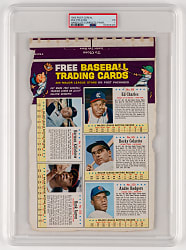 1963 Post Cereal Complete Uncut Panel with (5) Players Including Hank Aaron & Harmon Killebrew