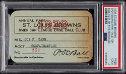 1929 St. Louis Browns Season Pass PSA GOOD 2 - (4) Babe Ruth Career Home Runs!