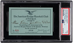 1930 New York Yankees, Yankee Stadium Season Pass PSA NM 7 - 26 Babe Ruth Home Runs!
