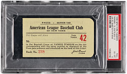 June 30, 1930 New York Yankees vs. Chicago White Sox Press Pass PSA EX-MT 6 - Babe Ruth Career Home Run #546!