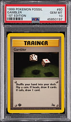 1999 Pokémon Fossil 1st Edition #60 Gambler PSA GEM MINT 10