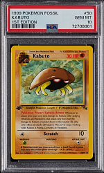 1999 Pokémon Fossil 1st Edition #50 Kabuto PSA GEM MINT 10