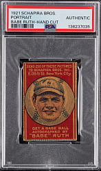 1921 Schapira Bros. Babe Ruth Portrait, No Arrows PSA Authentic - Hand Cut