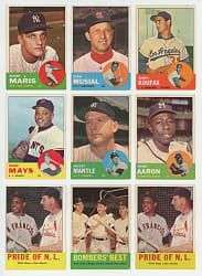 1963 Topps Collection (370) with Partial Set (349/572) with (45+) Hall of Famers Including Aaron, Koufax & Mantle