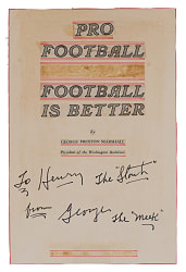 George Preston Marshall Signed "Pro Football: Football is Better" Proof Title Page - Full JSA LOA