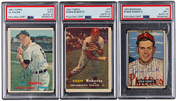 1951-1957 Topps & Bowman Hall of Fame Signed Card Trio with (2)  Robin Roberts & Al Kaline - All PSA/DNA Authentic