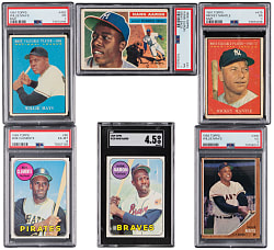 1956-1969 Topps Hank Aaron, Roberto Clemente, Mickey Mantle & Willie Mays PSA/SGC Graded Collection (6)
