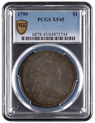 Lot # 26: 1799 Draped Bust Silver Dollar - PCGS XF45