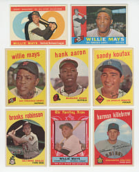 1959 & 1960 Topps Hall of Fame & Star Collection (26) with (4) Mays, (2) Aaron & (2) Koufax