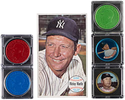 1960-1964 Mickey Mantle Oddball Group (6) with (3) Armour Coins, (2) Topps Coins & Topps Giants