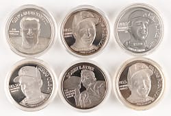 1989-1992 Baseball/Football 1 Ounce Pure Silver Coins (6) with (2) Brooks Robinson & Cal Ripken Jr.