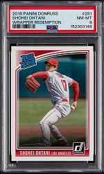 2018 Panini Donruss #281 Shohei Ohtani Rated Rookie Wrapper Redemption PSA NM-MT 8