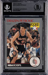 1990-1991 Hoops Basketball #248 Drazen Petrovic Signed Rookie - Beckett Authentic