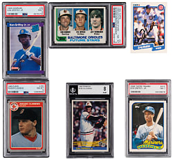 1982-1990 Superstar Collection (6) with (5) Graded, (3) Hall of Fame Rookies & 1990 Fleer Greg Maddux Signed