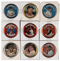 1964 Topps Coins Collection (56) with (21) Hall of Famers including (3) Mantle, (2) Clemente, Aaron, Koufax & Mays