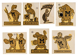 1950s University of Maryland Book Exchange Angelus Decals (13) with "Sports"