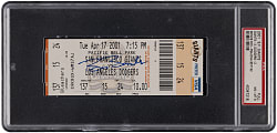 April 17, 2001 Barry Bonds Signed 500th Home Run Milestone Full Ticket PSA NM-MT 8