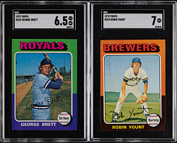 1975 Topps #223 Robin Yount & #228 George Brett SGC Graded Rookie Pair