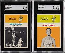 1961-1962 Fleer Basketball Bob Cousy SGC Graded Pair