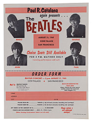 1965 The Beatles Cow Palace, San Francisco Concert Order Form - Final Concert from 1965 United States Tour