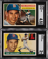 1955 & 1956 Topps Ted Williams SGC Graded Pair